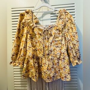 NWT EASEL Floral Ruffle Top